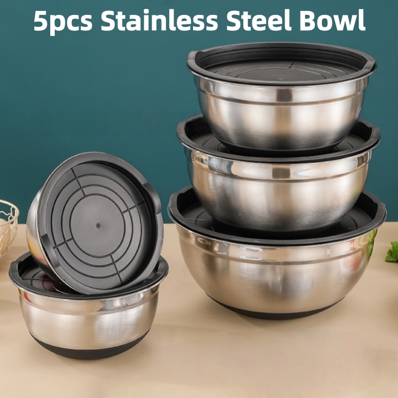 Baking Kitchen Set - 5pcs Set Stainless Steel Mixing Bowl